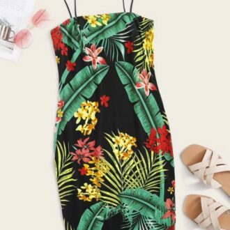 Tropical Print Slip Dress